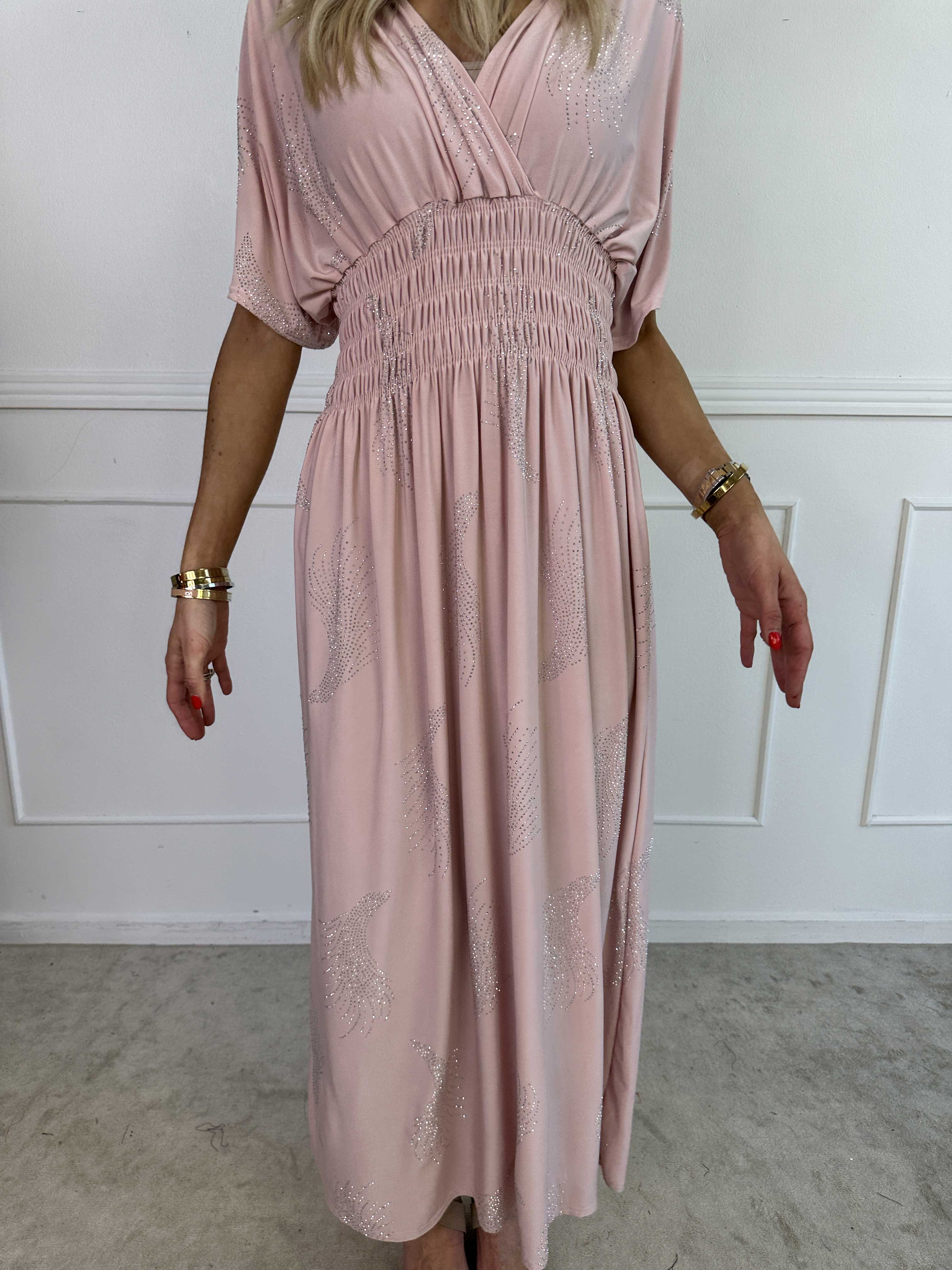 Pams Leaf Crystal - Lang elastisk kjole med mønster af similisten